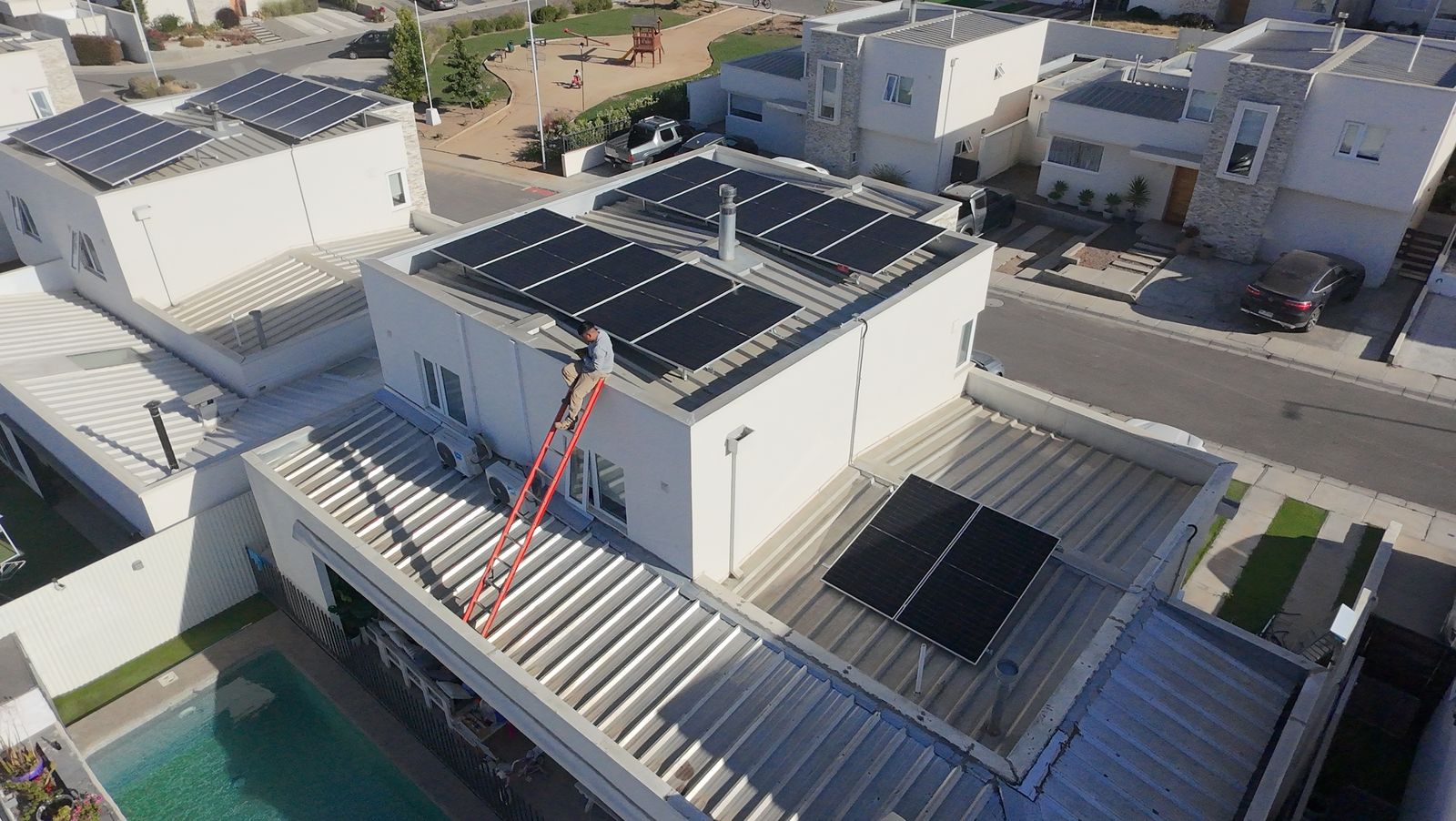 Foto aérea de instalación fotovoltaica