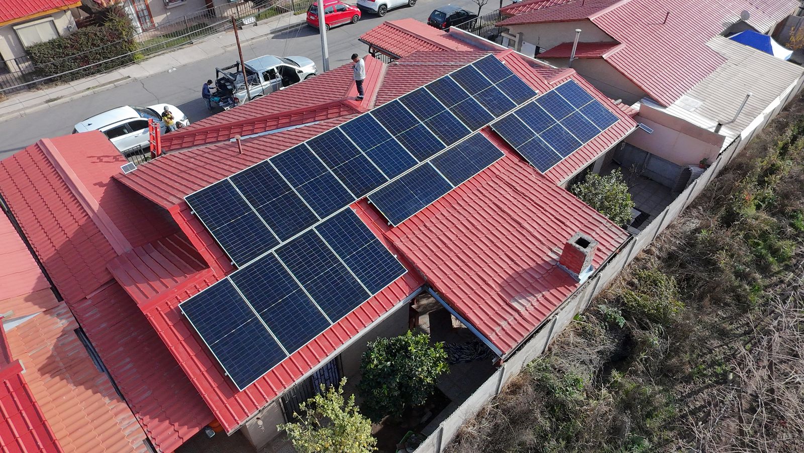 Foto aérea de instalación fotovoltaica