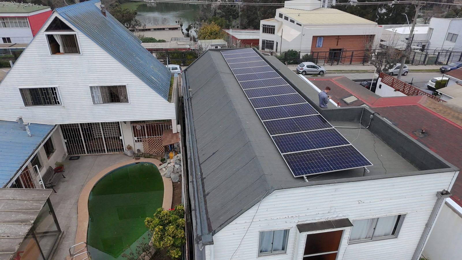 Foto aérea de instalación fotovoltaica