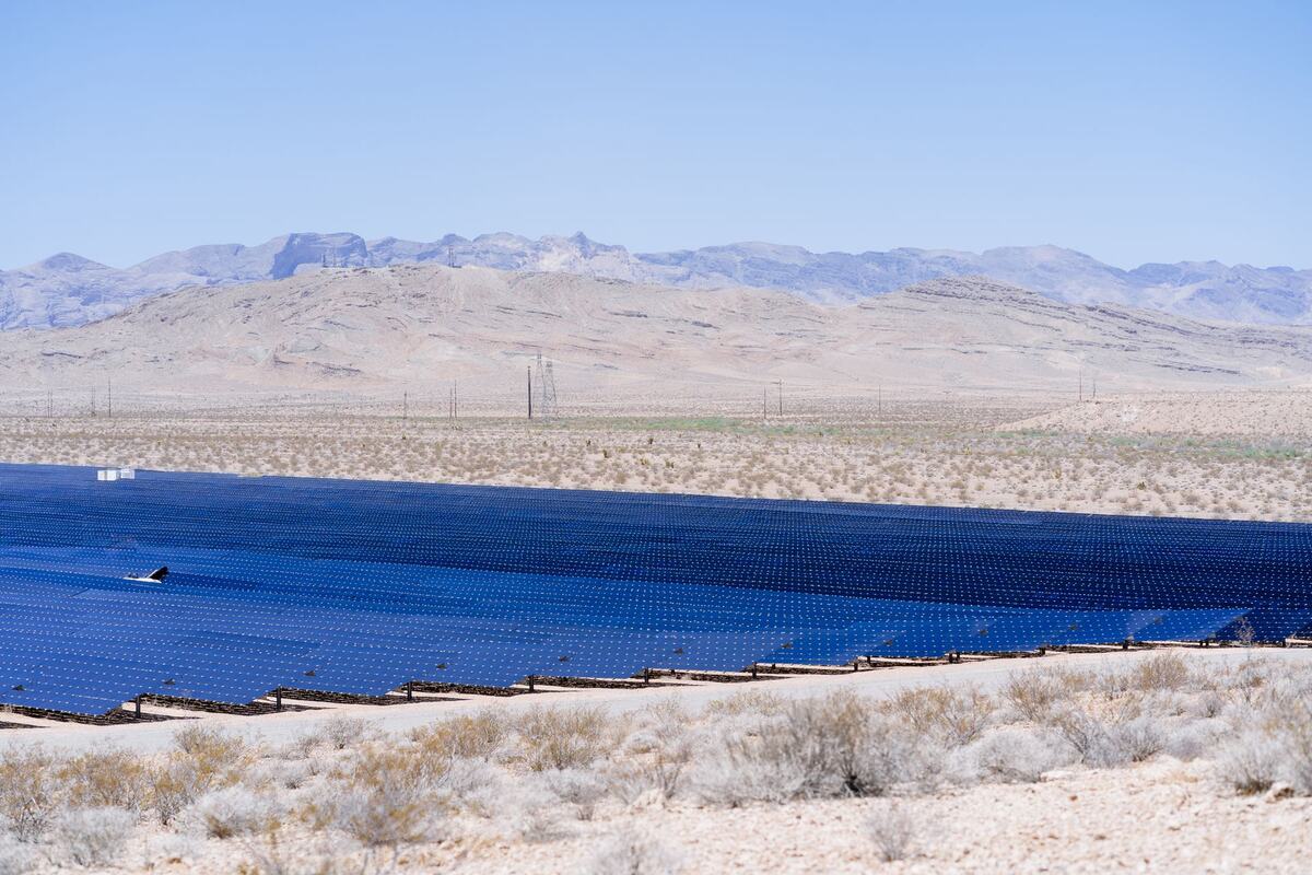 Planta fotovoltaica industrial en terreno con estructuras fijas